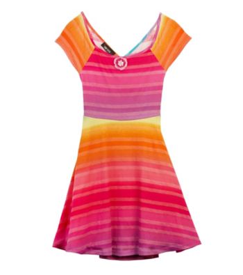 Amy Byer Girls' 7-16 Pink Multi Stripe Fit 'N Flare Dress