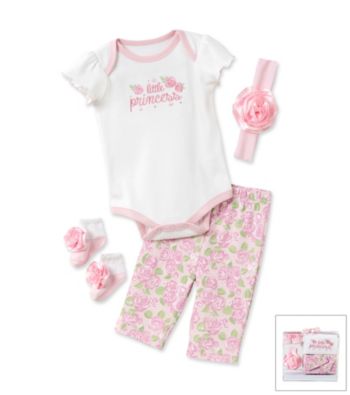 Cuddle Bear® Baby Girls' Pink 4-pc. Little Princess Layette Set