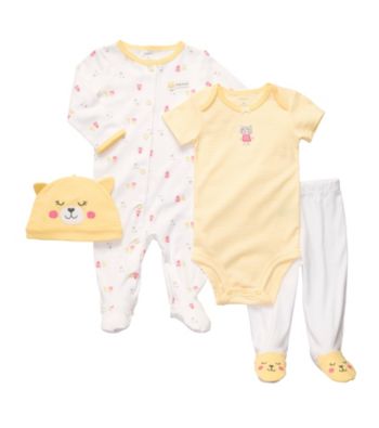 Carter's® Baby Girls' Yellow 4-pc. Cat Layette Set