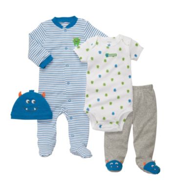 Carter's® Baby Boys' Teal 4-pc. Monster Layette Set