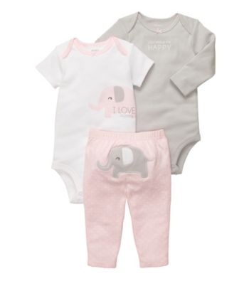 Carter's® Baby Girls' Pink 3-pc. Elephant Pants Set