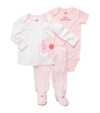 Carter's® Baby Girls' Pink 3-pc. Footed Pants Set