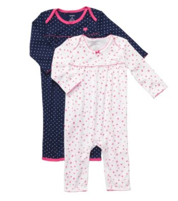 Carter's® Baby Girls' White/Navy 2-pk. Ditsy Dots Coverall Set