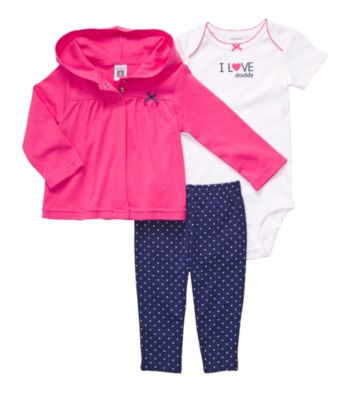 Carter's® Baby Girls' Bright Pink 3-pc. Cardigan Set