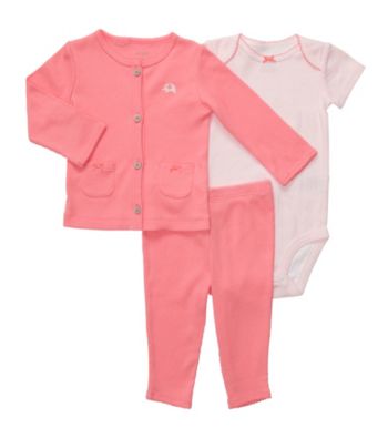 Carter's® Baby Girls' Coral 3-pc. Cardigan and Pants Set