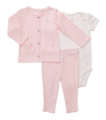 Carter's® Baby Girls' Pink 3-pc. Cardigan and Pants Set
