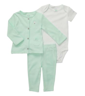 Carter's® Baby Girls' Mint 3-pc. Cardigan and Pants Set