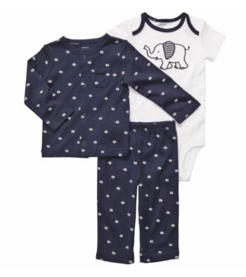 Carter's® Baby Boys' Navy 3-pc. Elephant Cardigan Set