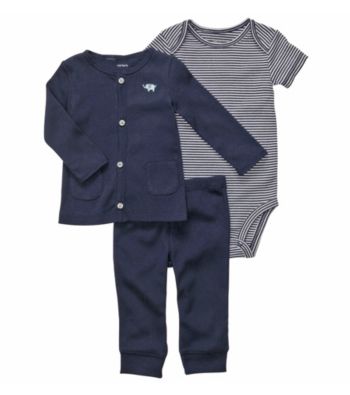 Carter's® Baby Boys' Navy 3-pc. Buttoned Cardigan Set