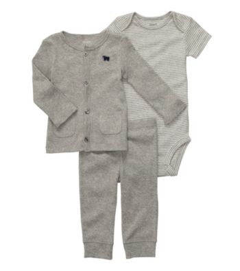 Carter's® Baby Boys' Heather Grey 3-pc. Buttoned Cardigan Set