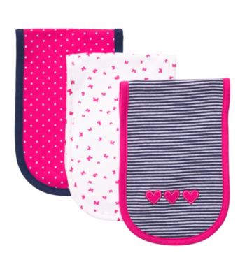 Carter's® Baby Girls' Pink/Navy 3-pk. Burp Cloths