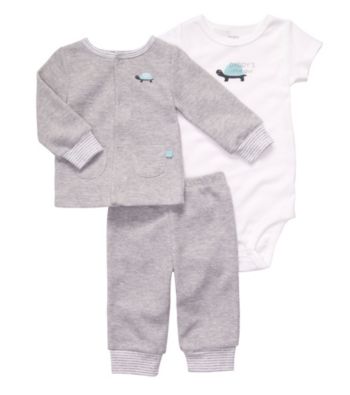 Carter's® Baby Boys' Grey 3-pc. Turtle Cardigan Set