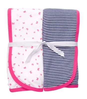 Carter's® Baby Girls' Pink/Navy 2-pk. Swaddle Blankets