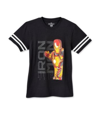 Marvel® Boys' 8-20 Black Short Sleeve Iron Man Tee
