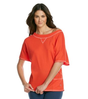 KN Karen Neuburger Knit Mesh Textured Top - Tangerine