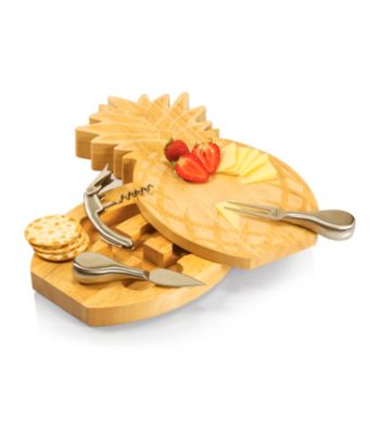 Picnic Time® Pineapple Shaped Wood Cutting Board with Stainless Tools