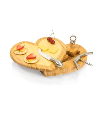 Picnic Time® Heart Bamboo Cutting Board with Wine and Cheese Tools