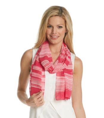 Calvin Klein Metallic Stripe Print Chiffon Neckwrap