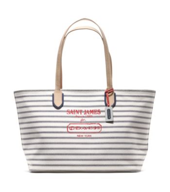 COACH LEGACY WEEKEND SAINT JAMES YARN DYED MEDIUM ZIP TOP TOTE