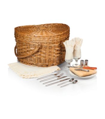 Picnic Time® Willow Heart Shapped Picnic Basket with Antique White Lining