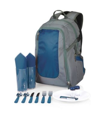 Picnic Time® Grey Escape Insulated Backpack with Full Picnic Set
