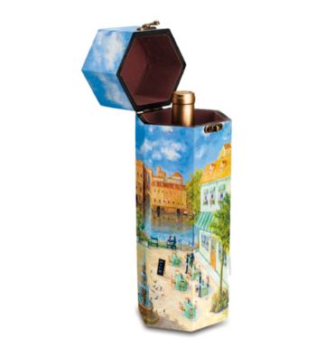 Picnic Time® Artist Impressionist Design Wood Wine Box with Rich Brown Velveteen