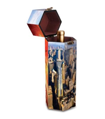 Picnic Time® Artist New York City Icon Design Wood Wine Box with Rich Brown Velveteen