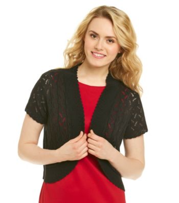 Notations® Pointelle Shirred Cardigan