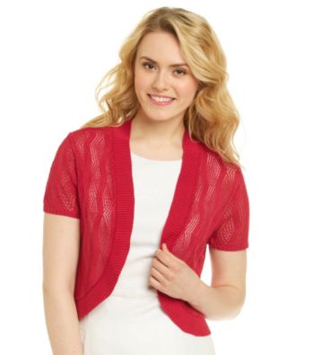 Notations® Pointelle Shirred Cardigan