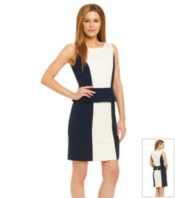 Tahari ASL® Colorblock Peplum Dress