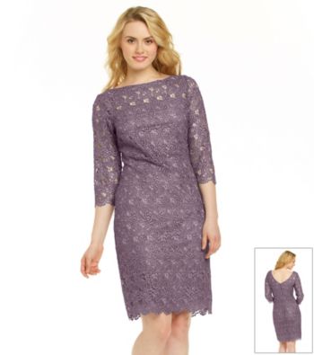 Marina Metallic Lace Cocktail Dress