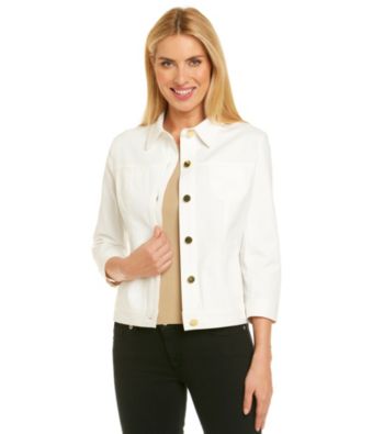 Rafaella® White Solid Jean Jacket