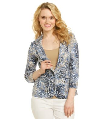 Rafaella® Colored Animal-Printed One-Button Jacket