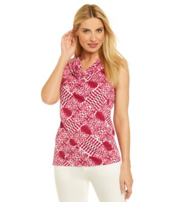 Rafaella® Rose Violet Printed Drapeneck Top