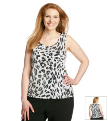 Laura Ashley® Plus Size Sequin Animal Print Tank Top