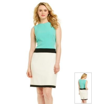 Sandra Darren® Colorblock Crepe Sheath Dress