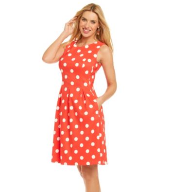 AGB® Dot Print Fit & Flare Dress