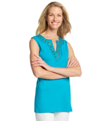 Rafaella® Petites' Splitneck Embellished Tank