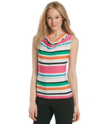 Calvin Klein Petites' Striped Drapeneck Cami