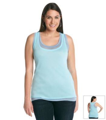 DKNY JEANS® Plus Size Sheer Double Layer Tank