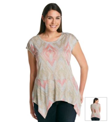 DKNY JEANS® Plus Size Diamond Gio Print Extended Shoulder Top