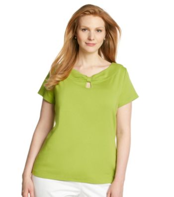 Rafaella® Plus Size Keyhole Knit Solid Top