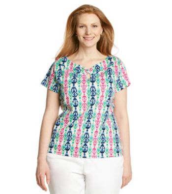 Rafaella® Plus Size Keyhole Knit Ciragan Printed Top