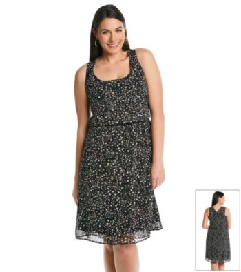 Black Rainn™ Plus Size Printed Woven Dress