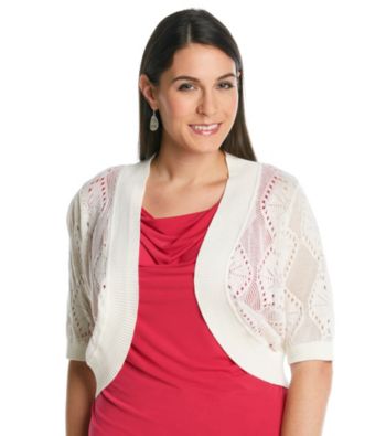 AGB® Plus Size Open Knit Shrug