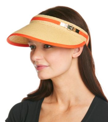 Calvin Klein Pop of Color Straw Hat Visor