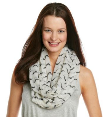 Basha Beige Mustache Print Loop Scarf