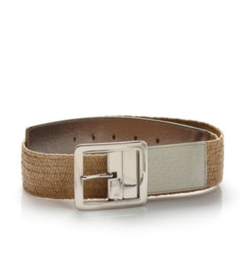 Nine West® Green Reversible Stretch Straw Belt