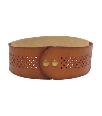 Fossil® Tan Signature Perforated Stretch Belt