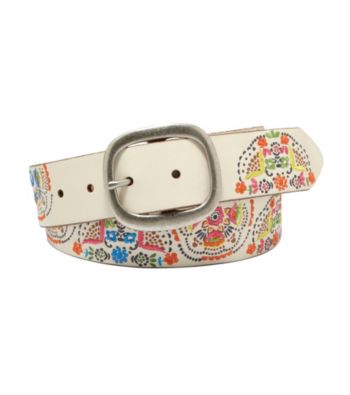 Fossil® Bone Embossed Medallions Belt